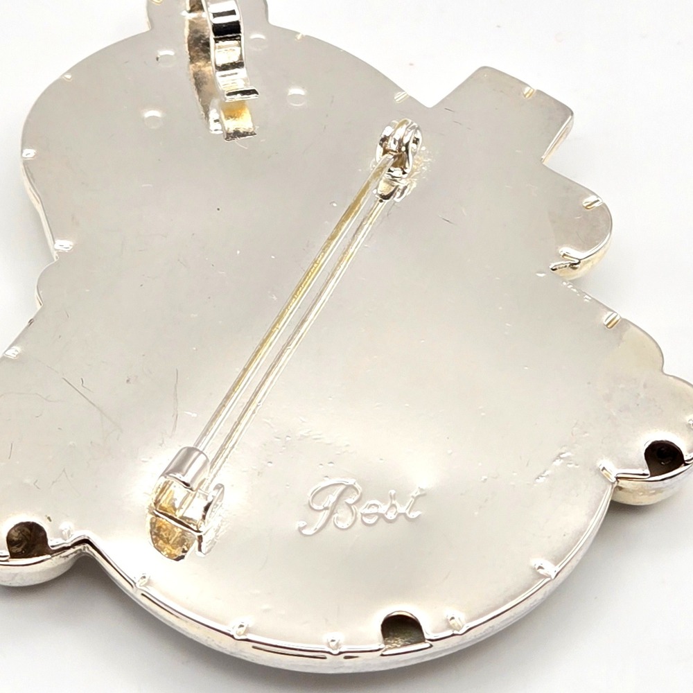 Best Silver Tone Snowman Brooch‎ Pendant Holiday Christmas Winter Pin Star Scarf - Picture 4 of 5